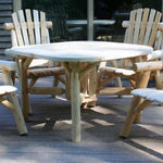 Lakeland Mills Cedar Log 47 Inch Roundabout Table & 4 Chair Dining Set - Outdoorsiness