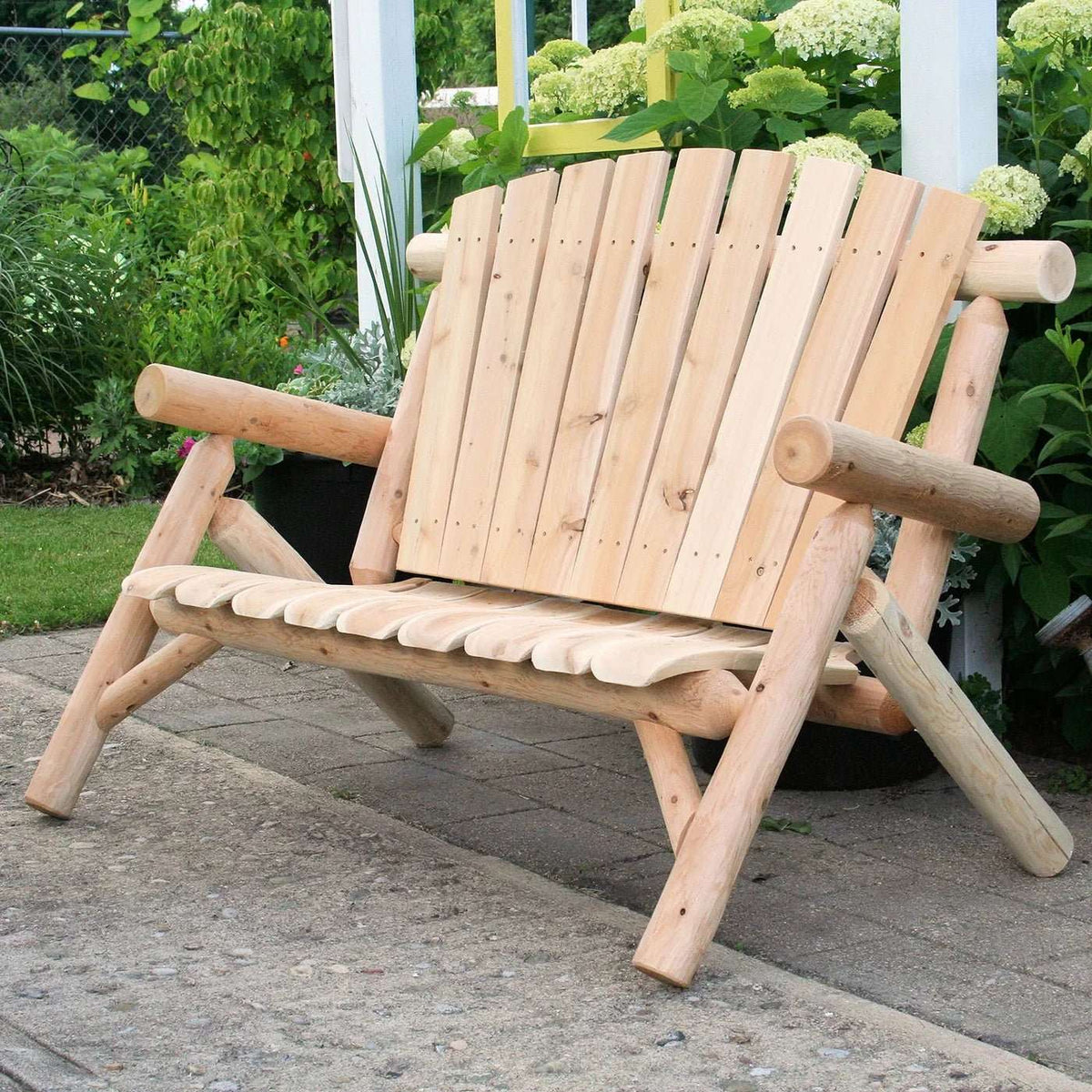 Lakeland Mills Cedar Log 4ft Arched Loveseat – Northern White Cedar - Outdoorsiness