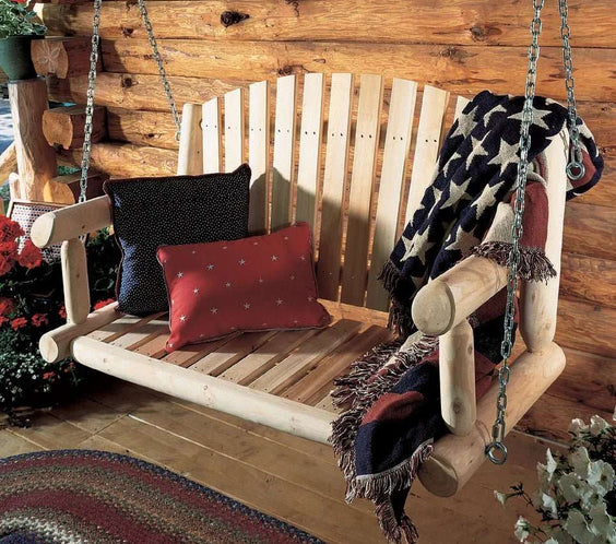 Lakeland Mills Cedar Log 4ft Porch Swing – Northern White Cedar - Outdoorsiness