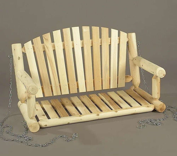 Lakeland Mills Cedar Log 4ft Porch Swing – Northern White Cedar - Outdoorsiness