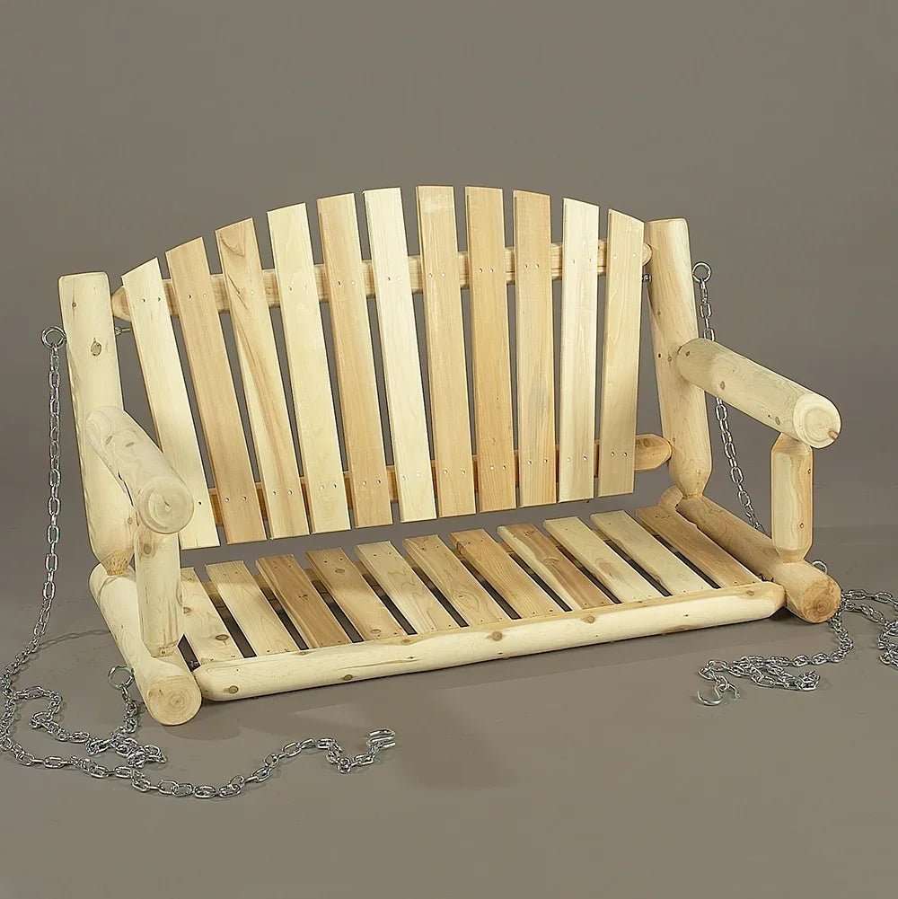 Lakeland Mills Cedar Log 4ft Porch Swing – Northern White Cedar - Outdoorsiness