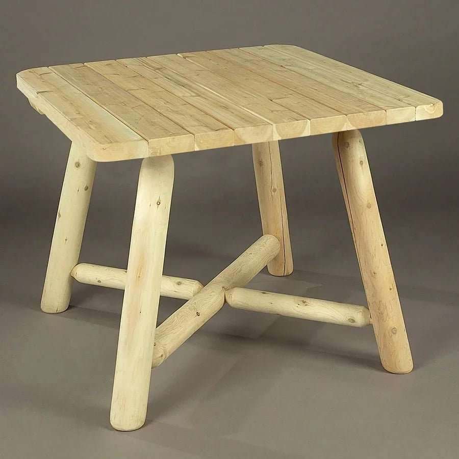 Lakeland Mills Cedar Log 5 Piece 37 Inch Square Dining Set – Table & 4 Chairs - Outdoorsiness