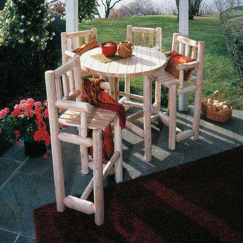 Lakeland Mills Cedar Log 5 Piece Bistro Set – Table & 4 Chairs - Outdoorsiness