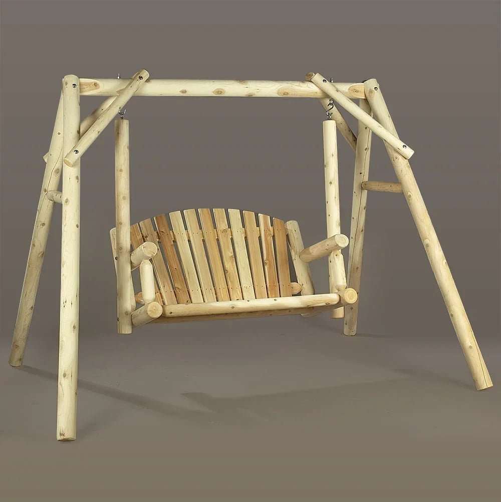 Lakeland Mills Cedar Log 5ft American Yard Swing & A-Frame Set - Outdoorsiness