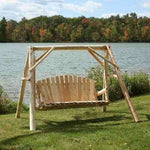Lakeland Mills Cedar Log 5ft Country Yard Swing & A-Frame Set - Outdoorsiness