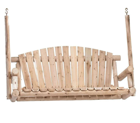 Lakeland Mills Cedar Log 5ft Log-Style Porch Swing – Northern White Cedar - Outdoorsiness