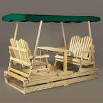 Lakeland Mills Cedar Log Deluxe Glider with Canopy Top – Facing Seats, Center Table - Outdoorsiness