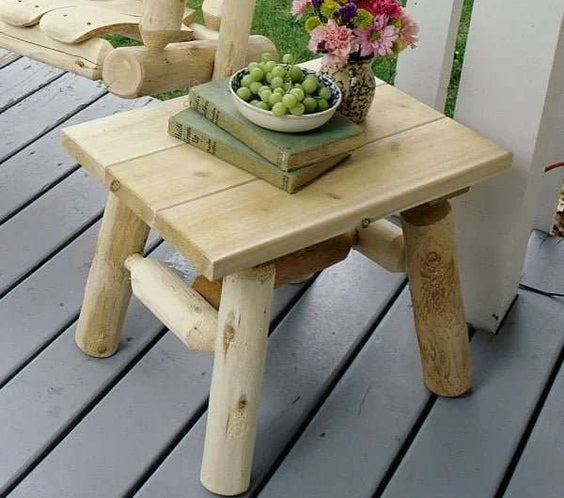 Lakeland Mills Cedar Log End Table – Northern White Cedar Accent - Outdoorsiness