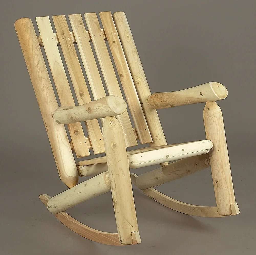Lakeland Mills Cedar Log High Back Patio Rocking Chair – Northern White Cedar - Outdoorsiness