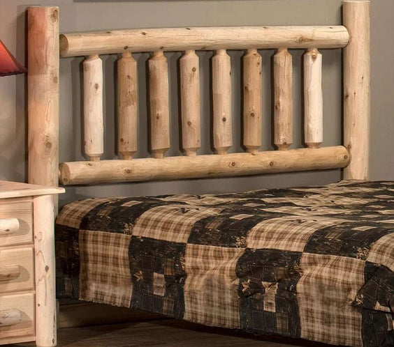 Lakeland Mills Cedar Log King Headboard – Natural Rustic Solid Cedar - Outdoorsiness