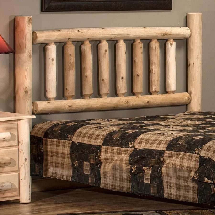 Lakeland Mills Cedar Log King Headboard – Natural Rustic Solid Cedar - Outdoorsiness