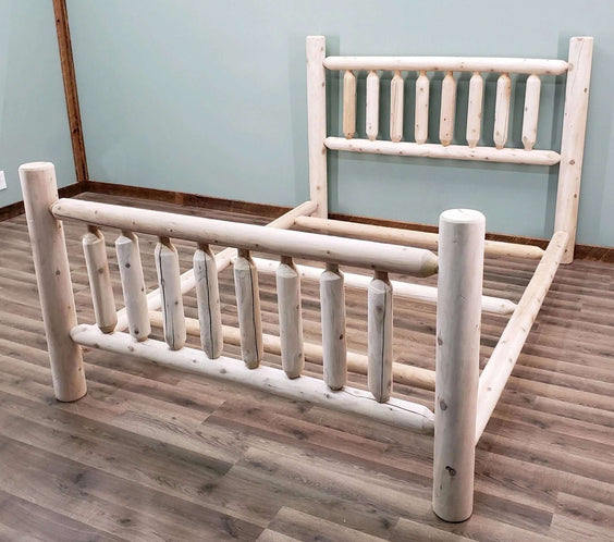 Lakeland Mills Cedar Log Low Post King Bed Frame – Natural Rustic Cedar - Outdoorsiness