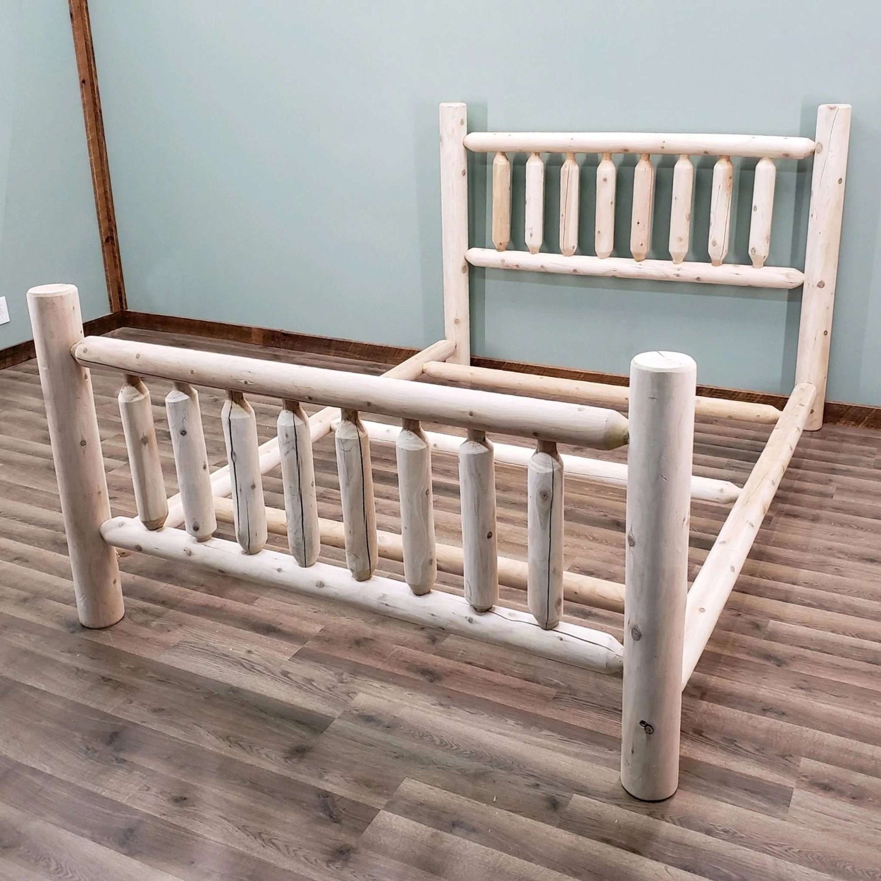 Lakeland Mills Cedar Log Low Post King Bed Frame – Natural Rustic Cedar - Outdoorsiness