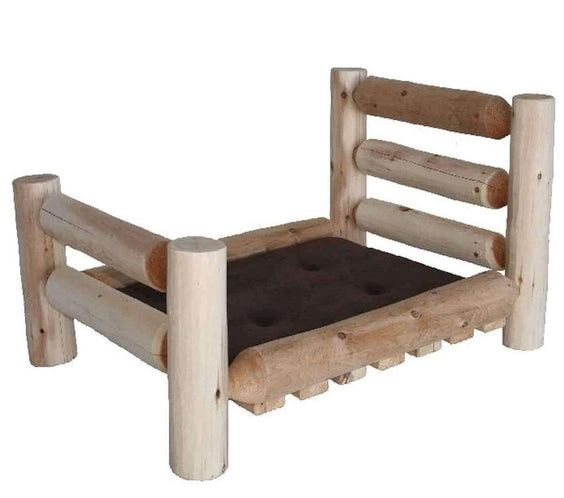 Lakeland Mills Cedar Log Pet Bed – Northern White Cedar, Rustic Natural - Outdoorsiness