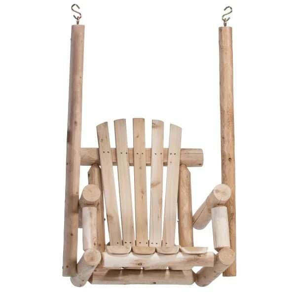 Lakeland Mills Cedar Log Single Chair Porch Swing – Northern White Cedar - Outdoorsiness
