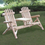 Lakeland Mills Cedar Log Tete-A-Tete Outdoor Seating – Two Chairs Facing - Outdoorsiness