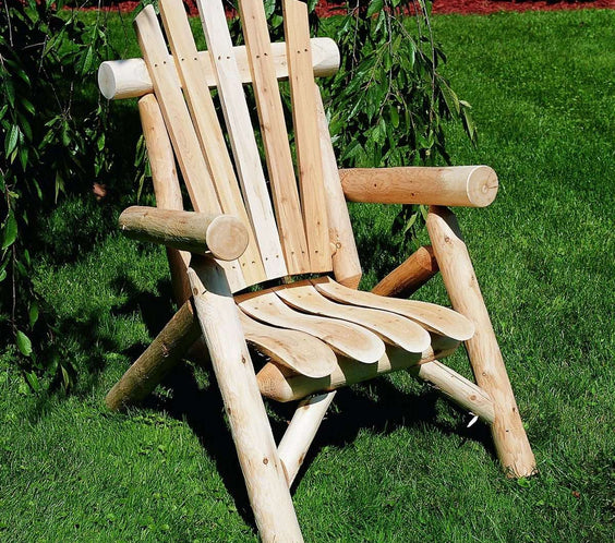Lakeland Mills Cedar Log Wooden Lounge Chair – Northern White Cedar - Outdoorsiness