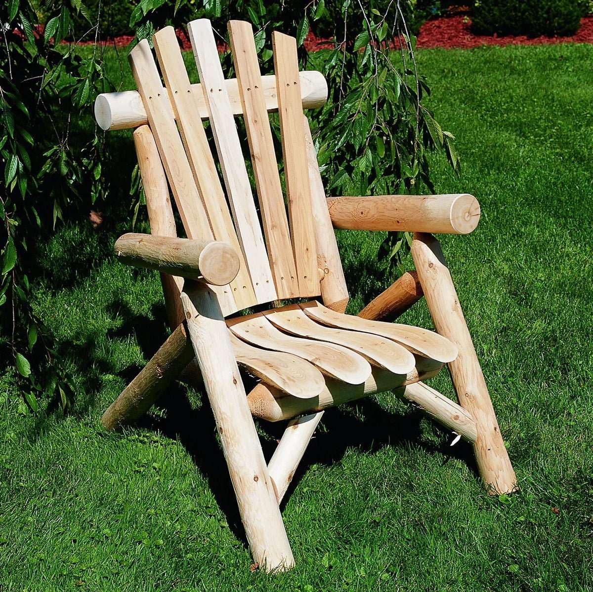 Lakeland Mills Cedar Log Wooden Lounge Chair – Northern White Cedar - Outdoorsiness