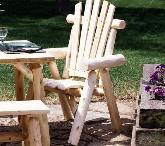 Lakeland Mills Cedar Log Wooden Lounge Chair – Northern White Cedar - Outdoorsiness