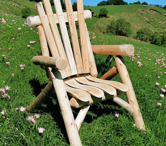 Lakeland Mills Cedar Log Wooden Lounge Chair – Northern White Cedar - Outdoorsiness