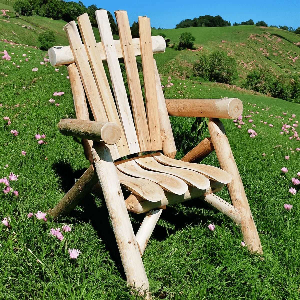 Lakeland Mills Cedar Log Wooden Lounge Chair – Northern White Cedar - Outdoorsiness