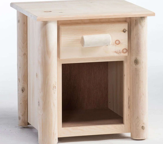 Lakeland Mills Rustic Log Pine & Cedar 1 Drawer Nightstand - Outdoorsiness