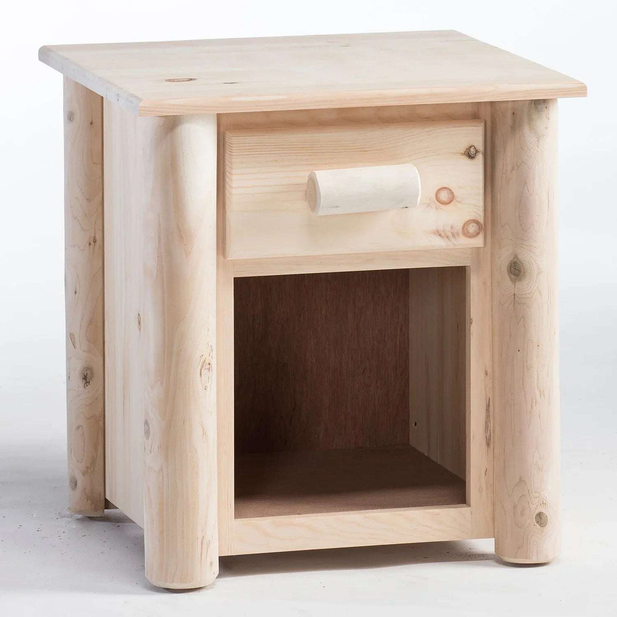 Lakeland Mills Rustic Log Pine & Cedar 1 Drawer Nightstand - Outdoorsiness