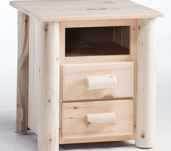 Lakeland Mills Rustic Log Pine & Cedar 2 Drawer Nightstand - Outdoorsiness