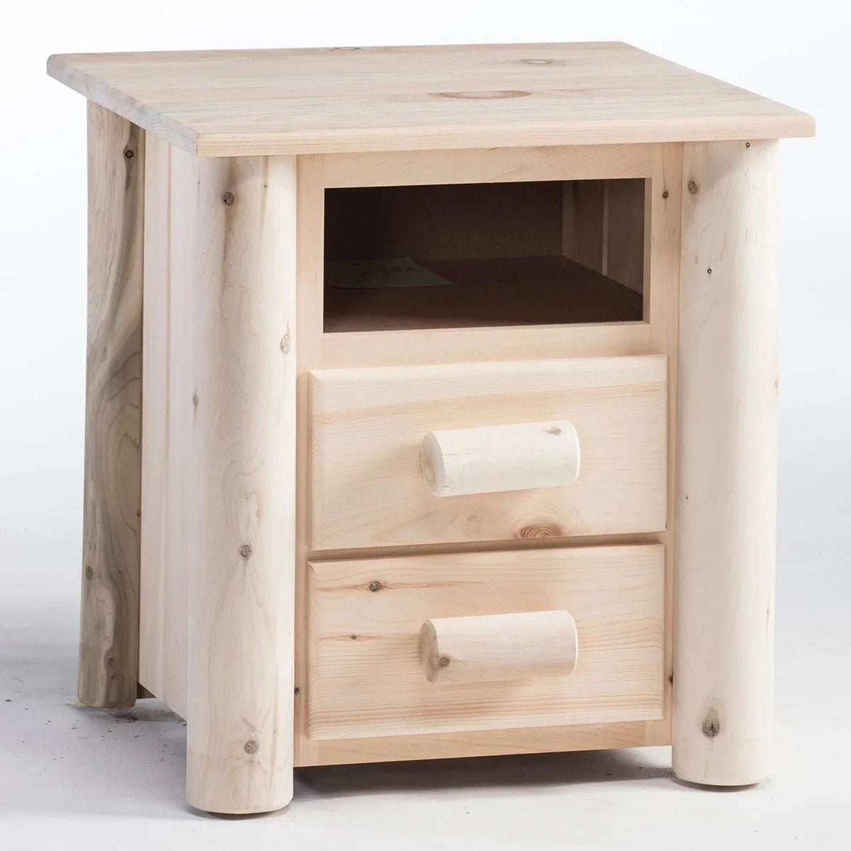 Lakeland Mills Rustic Log Pine & Cedar 2 Drawer Nightstand - Outdoorsiness