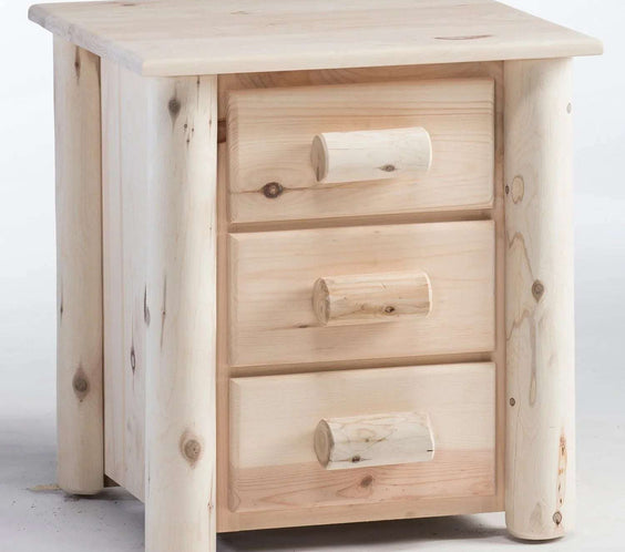 Lakeland Mills Rustic Log Pine & Cedar 3 Drawer Nightstand - Outdoorsiness