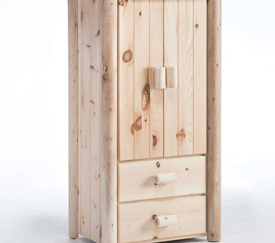 Lakeland Mills Rustic Log Pine & Cedar Armoire – Tongue & Groove, Euro Glide Drawers - Outdoorsiness