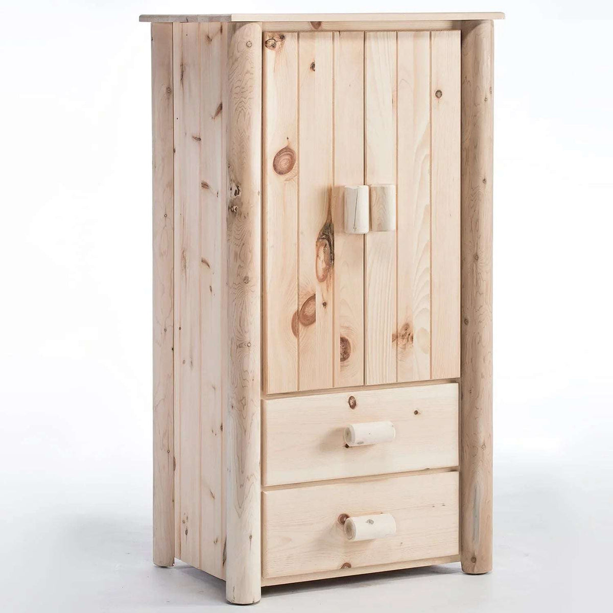 Lakeland Mills Rustic Log Pine & Cedar Armoire – Tongue & Groove, Euro Glide Drawers - Outdoorsiness