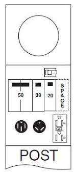 Lighted 50-30-20 Metered GCFI RV Pedestal M075CP6L10 - Direct Bury - Outdoorsiness