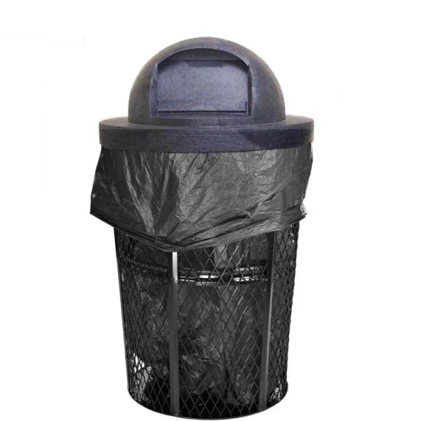 48 Gallon Steel Mesh Commercial Outdoor Trash Can – Plastic Dome Lid, Corrosion Resistant