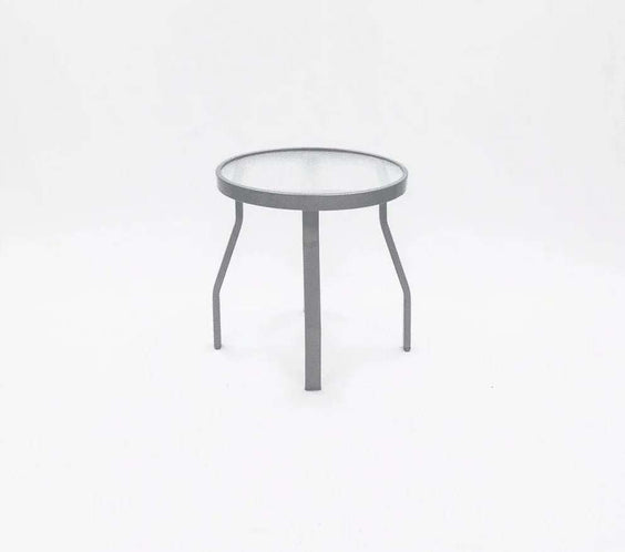 Oasis 18in Round Acrylic Pool Side Table – Rectangular Aluminum Tubing - Outdoorsiness