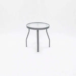 Oasis 18in Round Acrylic Pool Side Table – Rectangular Aluminum Tubing - Outdoorsiness