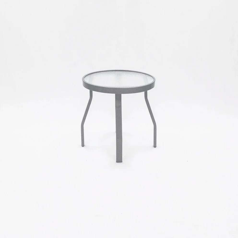 Oasis 18in Round Acrylic Pool Side Table – Rectangular Aluminum Tubing - Outdoorsiness