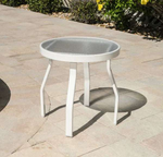 Oasis 18in Round Acrylic Pool Side Table – Rectangular Aluminum Tubing - Outdoorsiness