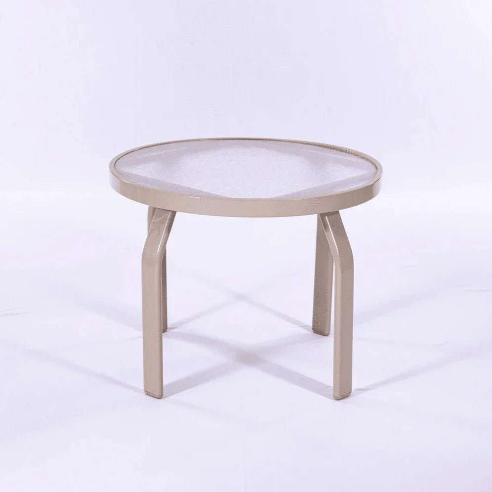 Oasis 24in Round Acrylic Pool Side Table – Round Aluminum Tubing Frame - Outdoorsiness