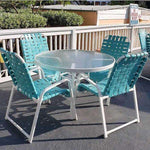 Oasis 36in Round Acrylic Commercial Pool Patio Table – Rectangular Aluminum Tubing - Outdoorsiness