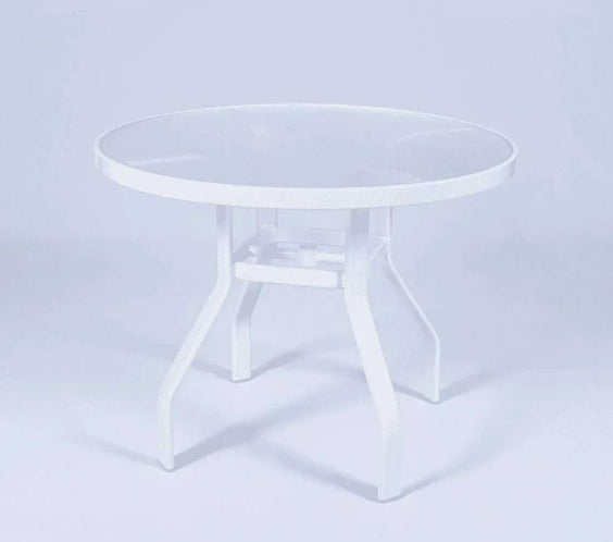 Oasis 36in Round Acrylic Commercial Pool Patio Table – Rectangular Aluminum Tubing - Outdoorsiness