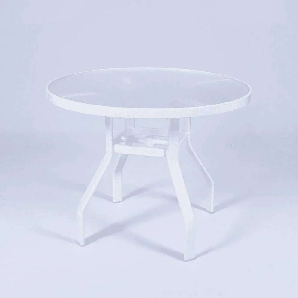 Oasis 36in Round Acrylic Commercial Pool Patio Table – Rectangular Aluminum Tubing - Outdoorsiness