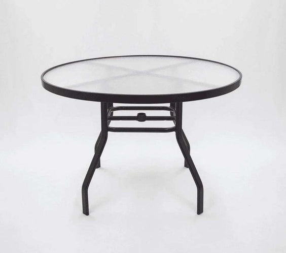 Oasis 42in Round Acrylic Commercial Pool Patio Table – Rectangular Aluminum Tubing - Outdoorsiness