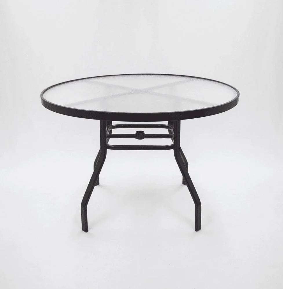 Oasis 42in Round Acrylic Commercial Pool Patio Table – Rectangular Aluminum Tubing - Outdoorsiness