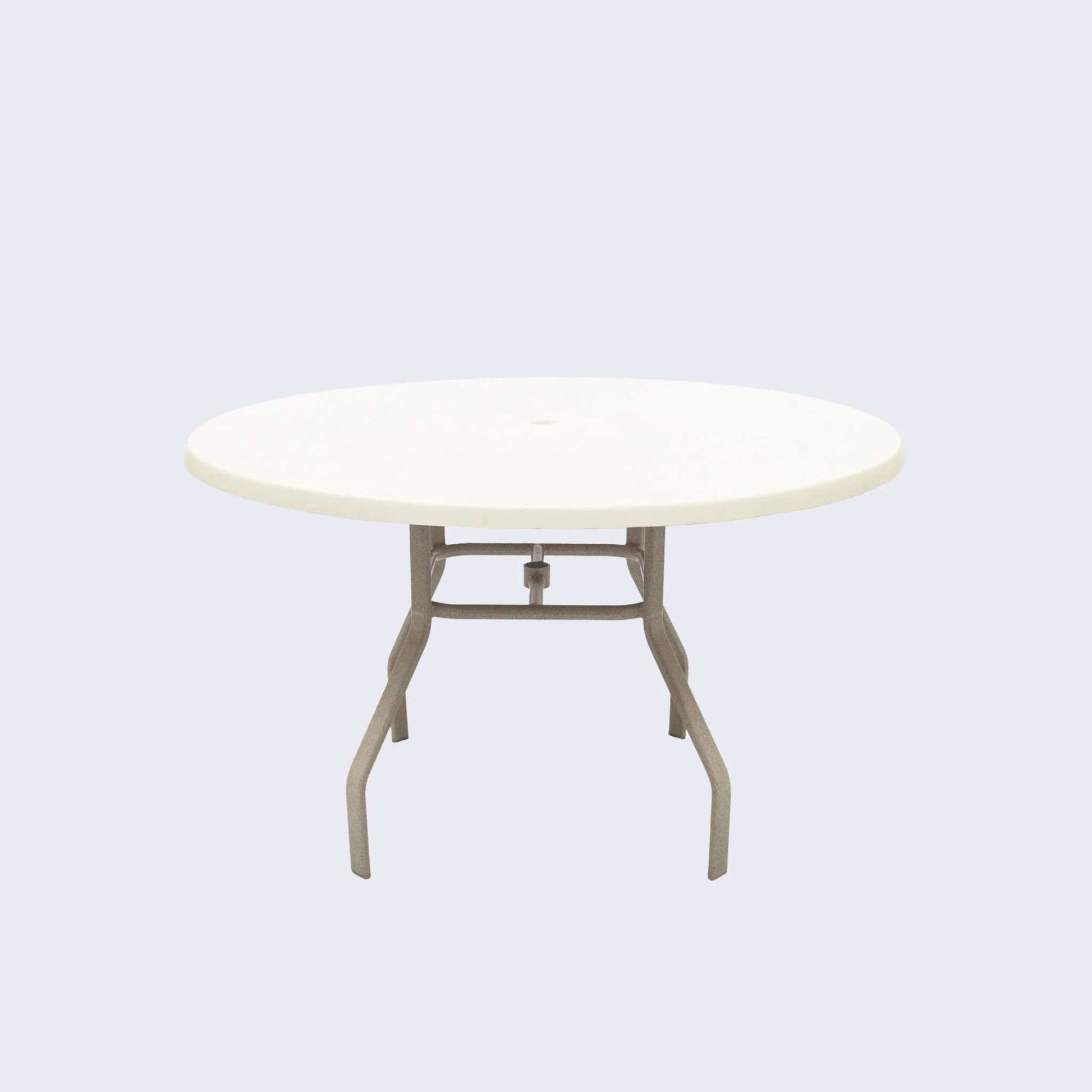 Oasis 42in Round Fiberglass Commercial Pool Patio Table – Rectangular Aluminum Tubing - Outdoorsiness