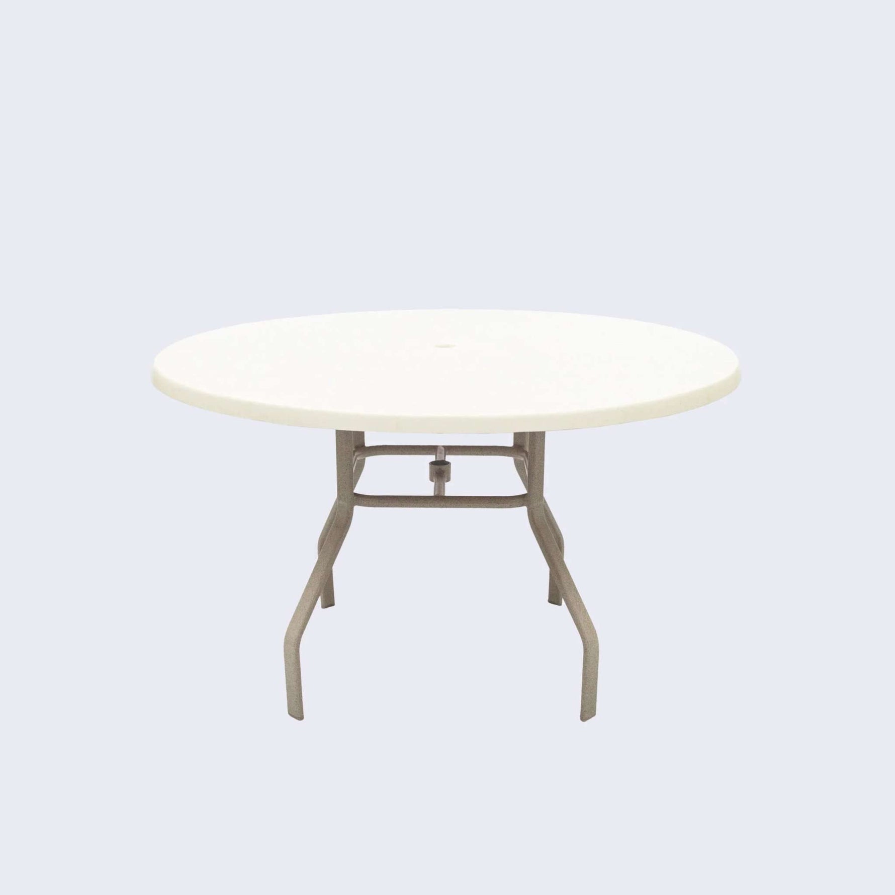 Oasis 48in Round Fiberglass Commercial Pool Patio Table – Rectangular Aluminum Tubing - Outdoorsiness