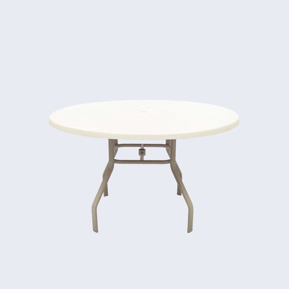 Oasis 48in Round Fiberglass Commercial Pool Patio Table – Rectangular Aluminum Tubing - Outdoorsiness