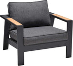 Oceanic 5 Piece Commercial Deep Seating Patio Conversation Set - Aluminum with Teak Accents - Outdoorsiness