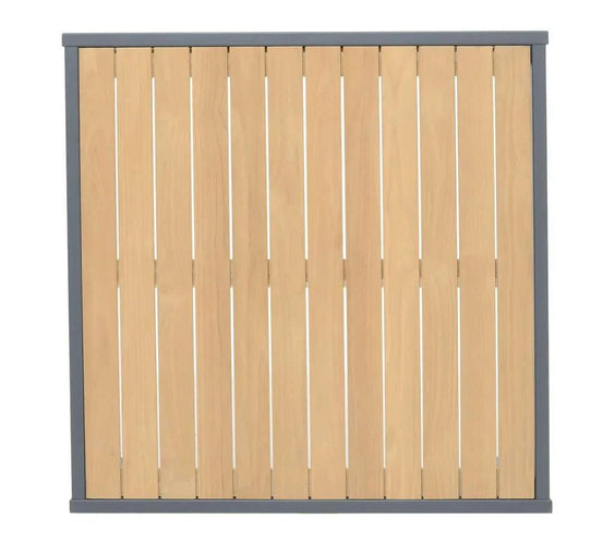 Oceanic 5 Piece Commercial Deep Seating Patio Conversation Set - Aluminum with Teak Accents - Outdoorsiness