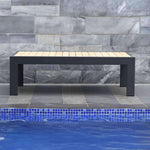 Oceanic Commercial Coffee Table - Aluminum with Teak - Outdoorsiness